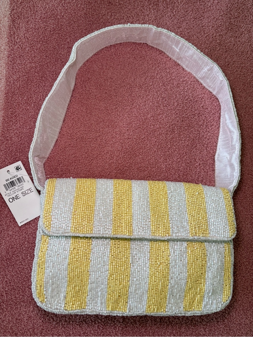 *VIRAL/NWT* Beaded Stripe Shoulder Bag - Yellow & White
